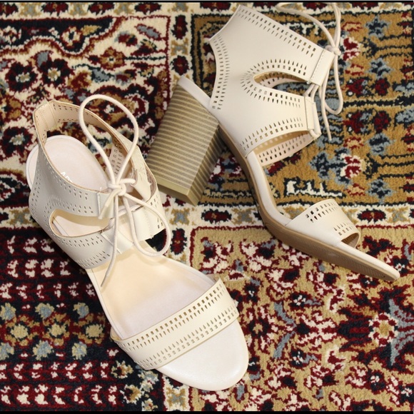 Lace up open toe stacked heels - Picture 2 of 7